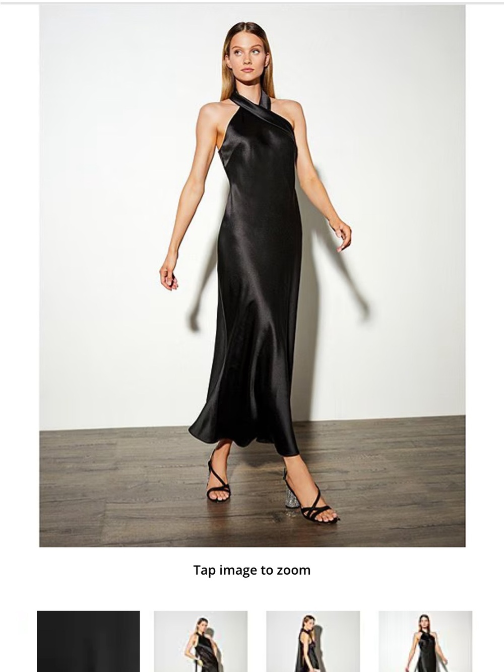 ANTONIO MELANI Black Satin Halter Maxi Dress